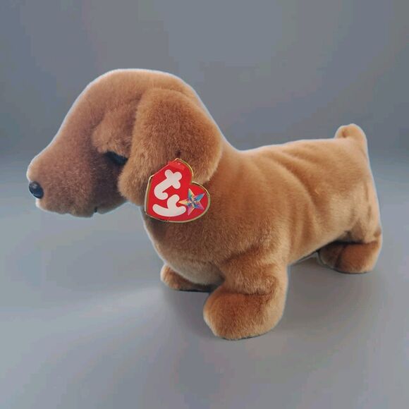 Vintage  Daschound Plush Ty Beanie Buddies Weenie  Stuffed Animal Appx 14" Dog - Picture 1 of 16